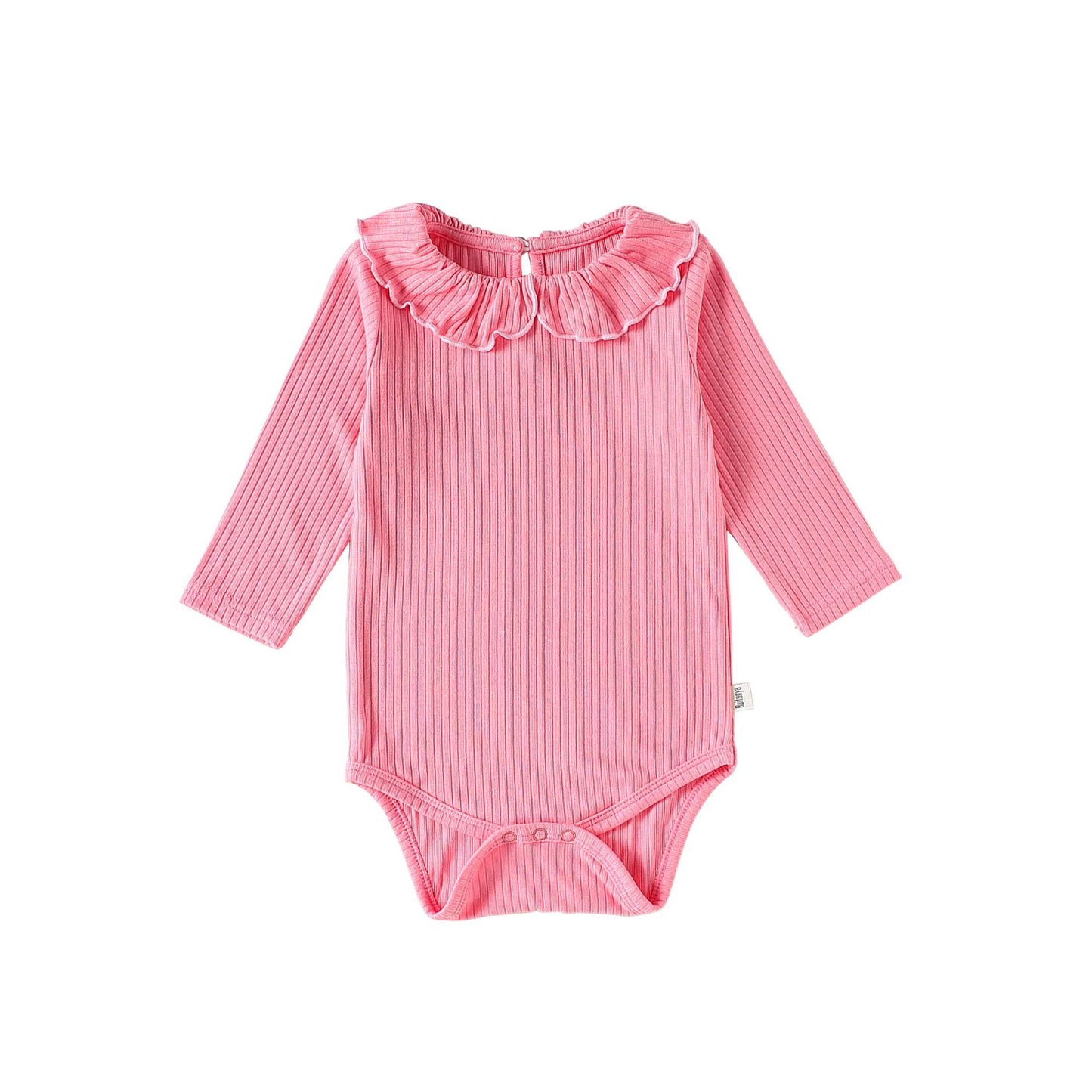 Spring Arrival Baby Girls Long Sleeves Solid Color Bodysuit with Collar, MyKids-USA®, Bodysuits, MyKids-USA - Size/Age - 66 (3-6M) - Color - Pink -  -  - TR2603082356-B.