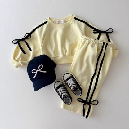 Autumn Baby Kids Girls Casual Bows Tied Pullover And Pants Clothing Set, MyKids-USA®, Baby & Toddler Outfits, MyKids-USA - Size/Age - 73 (6-9M) - Color - Yellow -  -  - TR2405161523-B