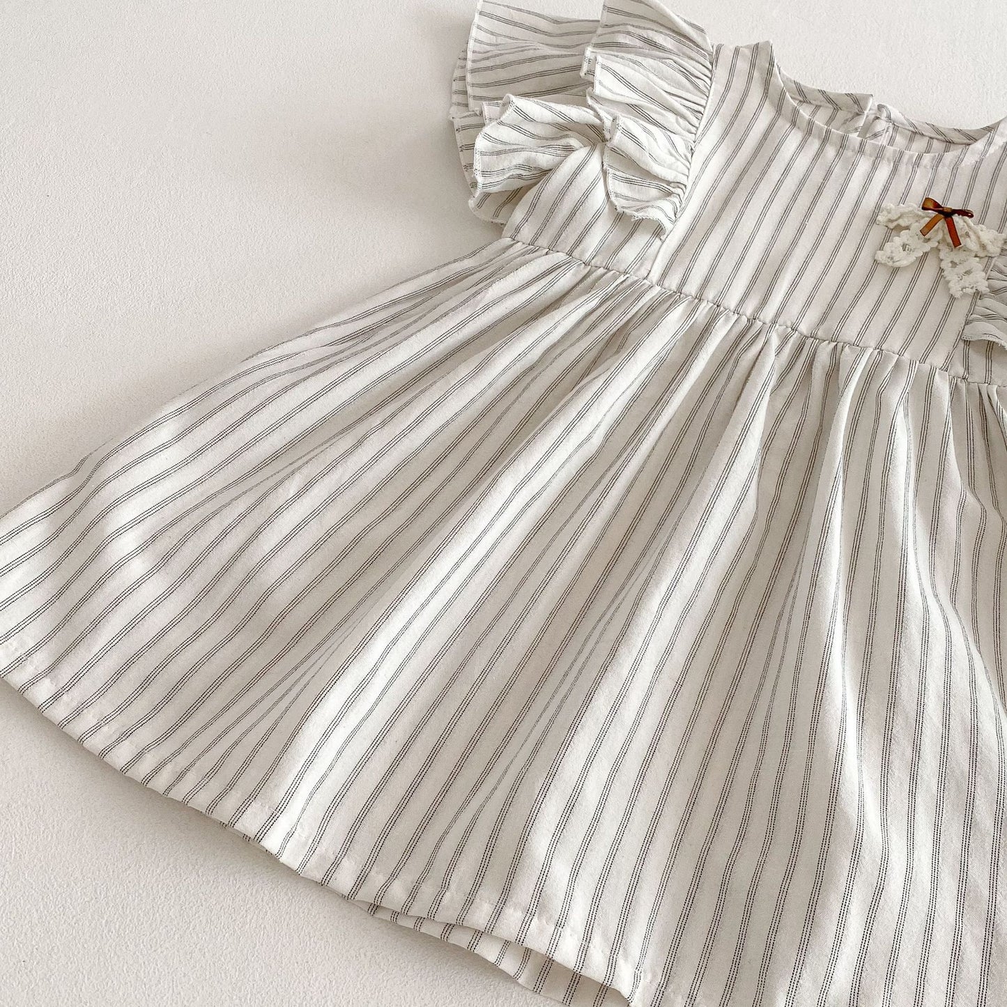 Summer Arrival Baby Girl Striped Pattern Short Sleeves Dress with Butterfly-bow Decoration, MyKids-USA®, Baby & Toddler Dresses, MyKids-USA -  -  -  -  -  -  - 