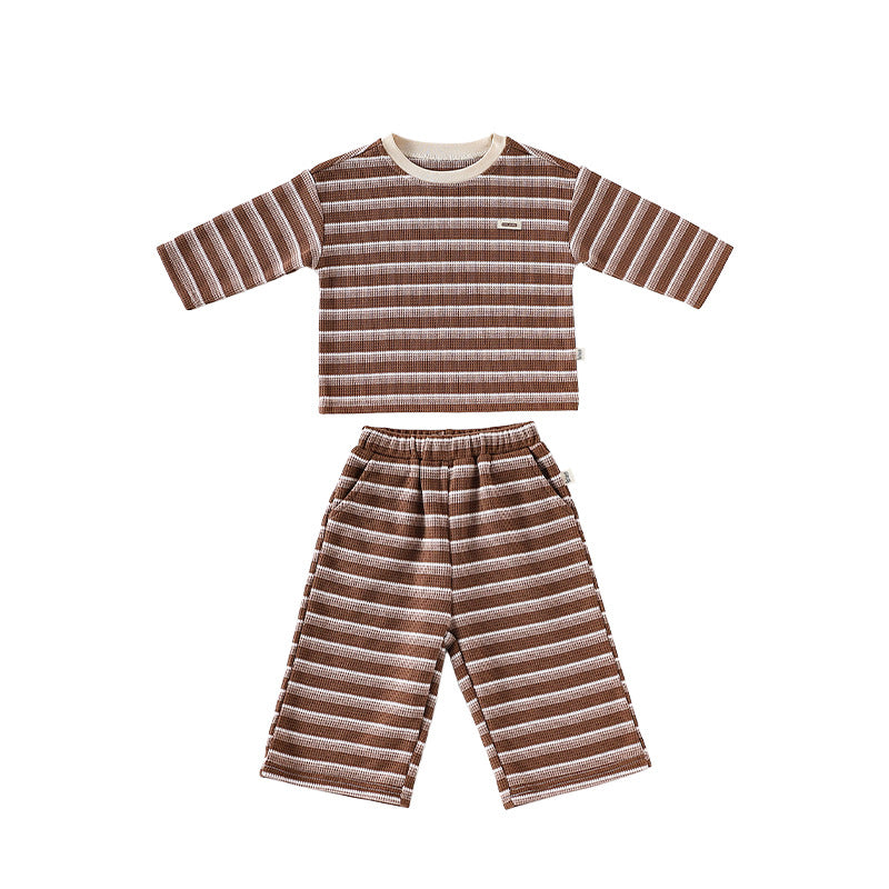 Spring and Autumn Baby Kids Striped Pattern Long Sleeves Top and Pants Clothing Set, MyKids-USA®, Baby & Toddler Outfits, MyKids-USA - Size/Age - 73 (6-9M) - Color - Coffee -  -  - TR2509272344-B