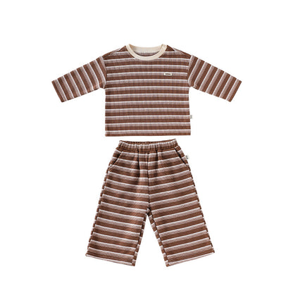 Spring and Autumn Baby Kids Striped Pattern Long Sleeves Top and Pants Clothing Set, MyKids-USA®, Baby & Toddler Outfits, MyKids-USA - Size/Age - 73 (6-9M) - Color - Coffee -  -  - TR2509272344-B