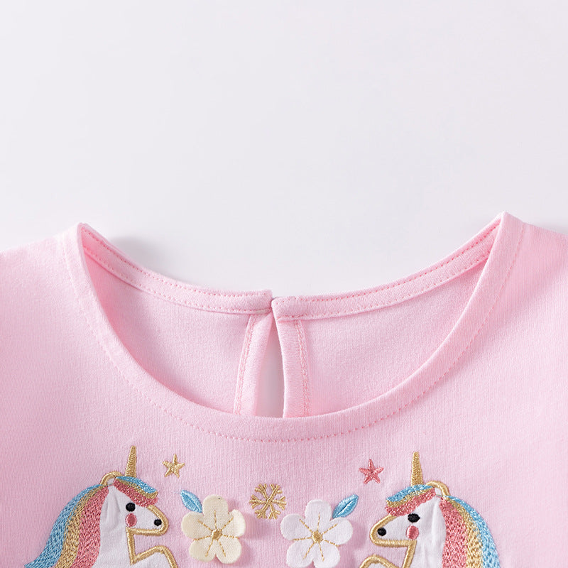 Autumn and Spring Arrival Unicorn Cartoon Pattern Long Sleeves Tulle Patchwork Dress for Stylish Girls, MyKids-USA®, Baby & Toddler Dresses, MyKids-USA -  -  -  -  -  -  - 