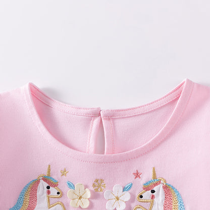 Autumn and Spring Arrival Unicorn Cartoon Pattern Long Sleeves Tulle Patchwork Dress for Stylish Girls, MyKids-USA®, Baby & Toddler Dresses, MyKids-USA -  -  -  -  -  -  - 