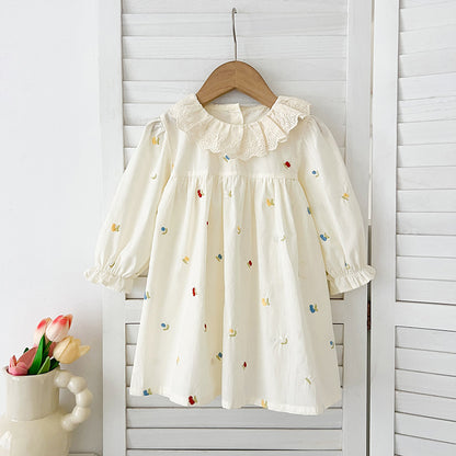 Spring Baby Girls Floral and Fruits Embroidery Pattern Long-sleeved Onesies and Dress – Princess Sister Matching Set, MyKids-USA®, Baby & Toddler Outfits, MyKids-USA -  -  -  -  -  -  - 