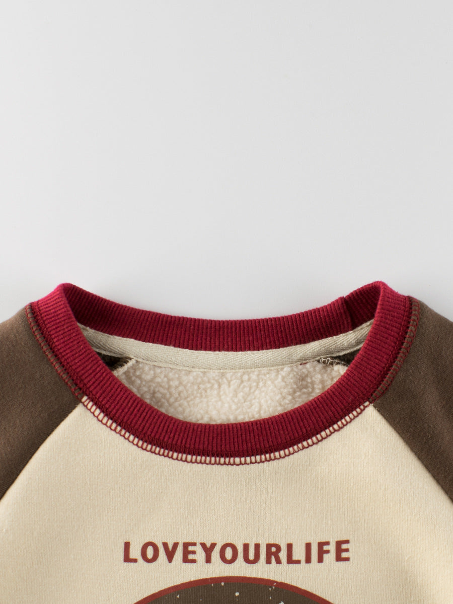 Autumn and Winter Arrival Kids Boys Letters Print Crew Neck Long Sleeves Color Patchwork Sweatshirt, MyKids-USA®, Baby & Toddler Outerwear, MyKids-USA -  -  -  -  -  -  - 