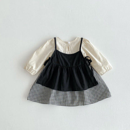 Autumn Arrival Baby Kids Girls Color Patchwork Long-sleeved Onesies and Dress – Princess Sister Matching Set, MyKids-USA®, Baby & Toddler Dresses, MyKids-USA - Size/Age - 66 (3-6M) - Color - Black -  -  - TR2510292247-B