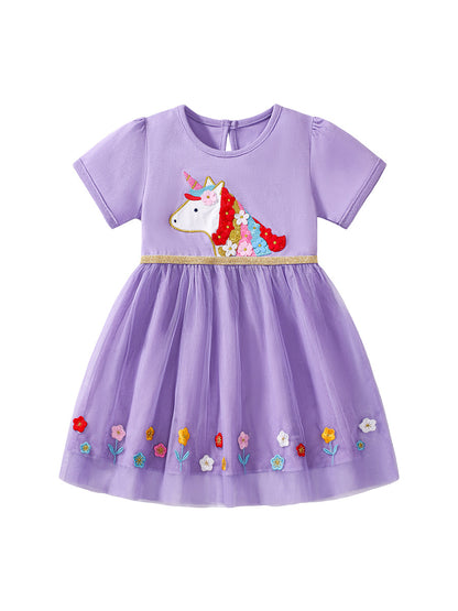 Summer Mesh Princess Dress for Girls, European and American Cute Baby Dress, MyKids-USA®, Baby & Toddler Dresses, MyKids-USA - Size/Age - 90 (12-24M) - Color - Purple -  -  - TR2412042200-A