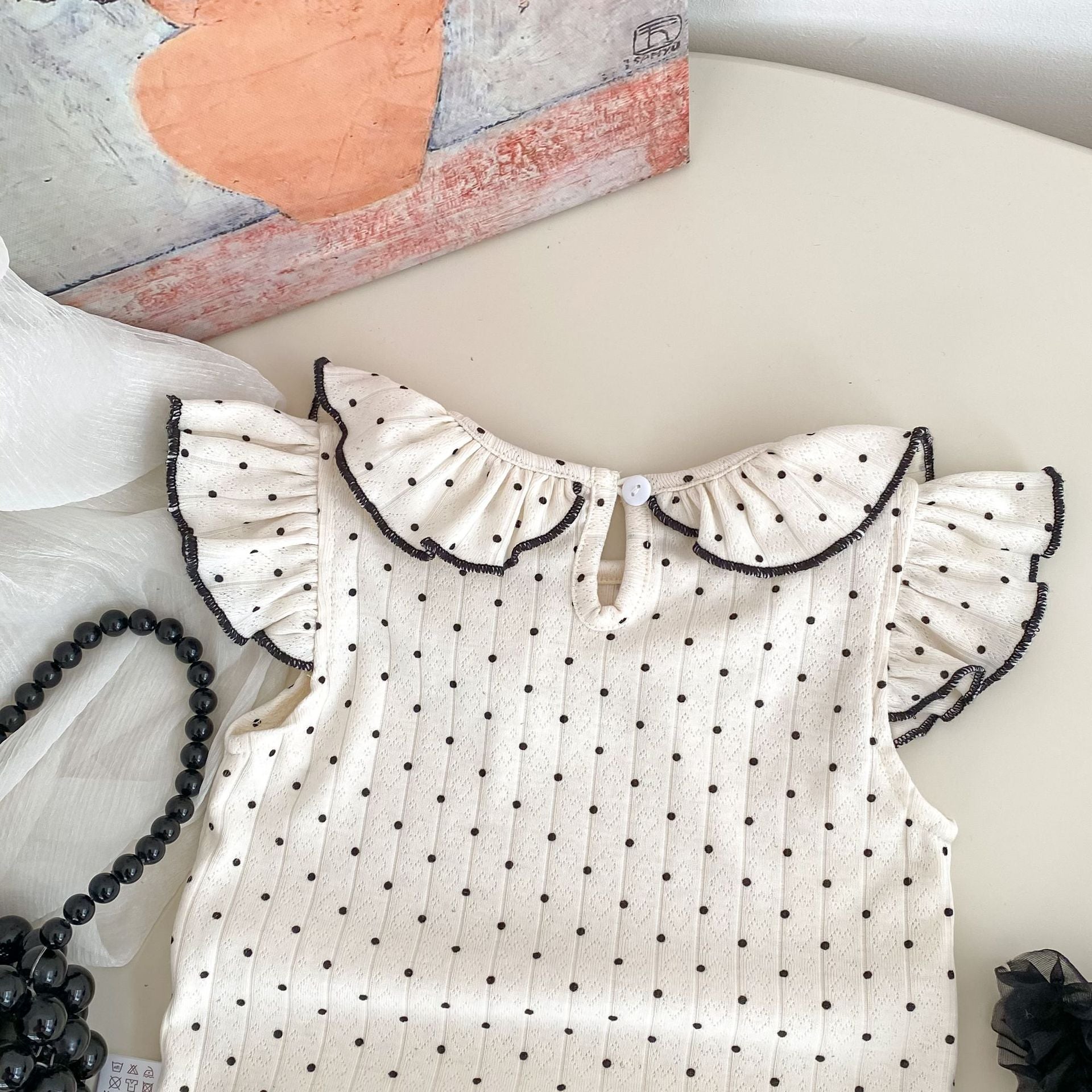 Summer Baby Kids Dots Pattern Fly Sleeves Top Vest with Black Skirt Clothing Set for Girls, MyKids-USA®, Baby & Toddler Outfits, MyKids-USA -  -  -  -  -  -  - 