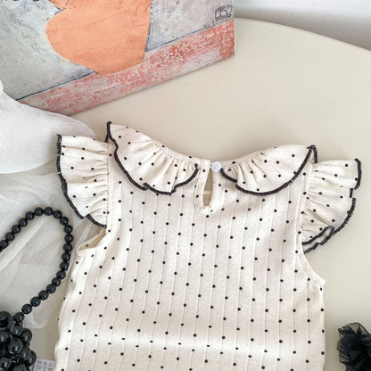 Summer Baby Kids Dots Pattern Fly Sleeves Top Vest with Black Skirt Clothing Set for Girls, MyKids-USA®, Baby & Toddler Outfits, MyKids-USA -  -  -  -  -  -  - 