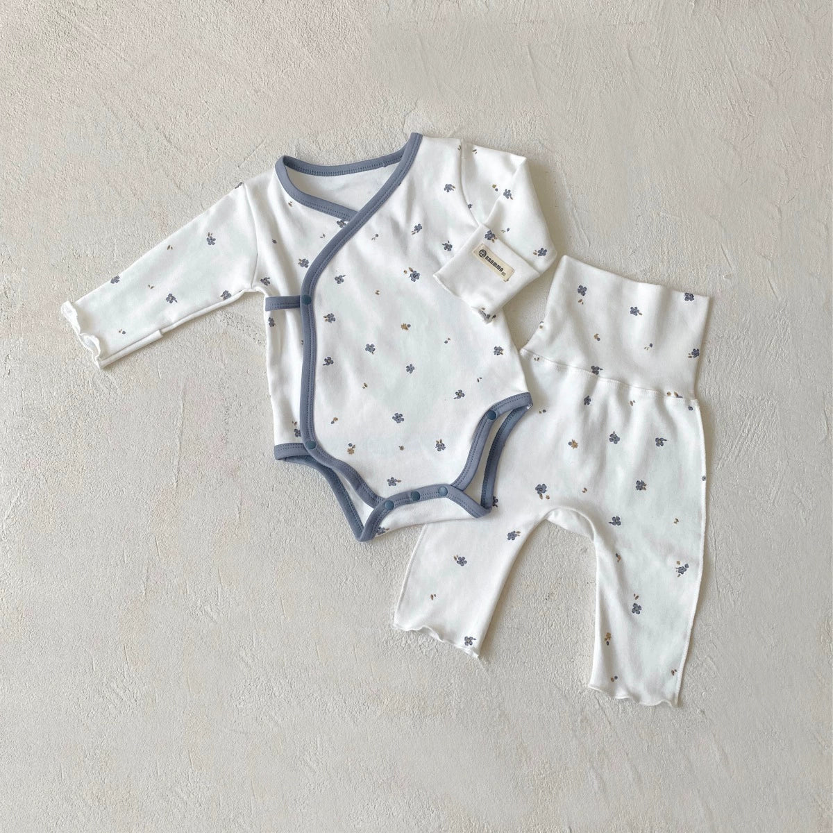 Autumn Arrival Baby Unisex Long Sleeves Floral Pattern V Neck Onesies and Pants Sets, MyKids-USA®, Baby & Toddler Outfits, MyKids-USA - Size/Age - 66 (3-6M) - Color - Blue -  -  - TR2507172039-A