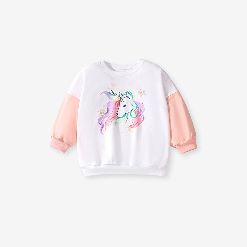 Spring And Autumn Girls Cartoon Unicorn Pattern Long Sleeves Crew Neck Top Sweatshirt And Pants Clothing Set, MyKids-USA®, Baby & Toddler Outfits, MyKids-USA -  -  -  -  -  -  - 