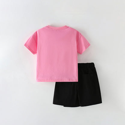 Summer Baby Kids Flowers and Letters Pattern T-shirt and Skirt Clothing Set for Girls, MyKids-USA®, Baby & Toddler Outfits, MyKids-USA -  -  -  -  -  -  - 