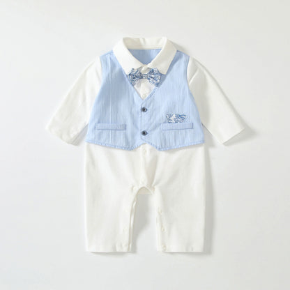 Autumn Hot Selling Baby Boys Color Patchwork Rompers Bodysuits with Turn-down Collar, MyKids-USA®, Baby One-Pieces, MyKids-USA - Size/Age - 66 (3-6M) - Color - Beige -  -  - TR2506252131-A