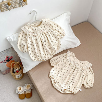 Spring Arrival Baby Girls Long Sleeves Lace Trim Turn-down Collar Onesies Bodysuits, MyKids-USA®, Baby One-Pieces, MyKids-USA -  -  -  -  -  -  - 