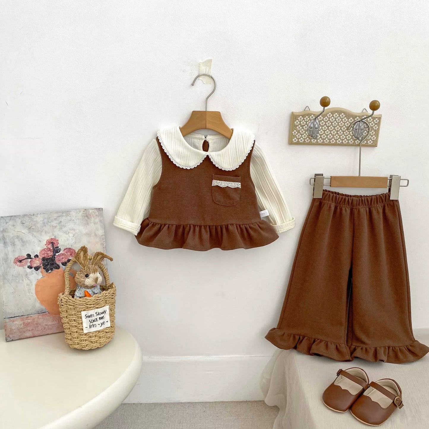 Spring and Autumn Baby Kids Girls Lace Decorated Sleeveless Vest, Plain Long Sleeves Top and Pants Clothing Set, MyKids-USA®, Baby & Toddler Outfits, MyKids-USA -  -  -  -  -  -  - 