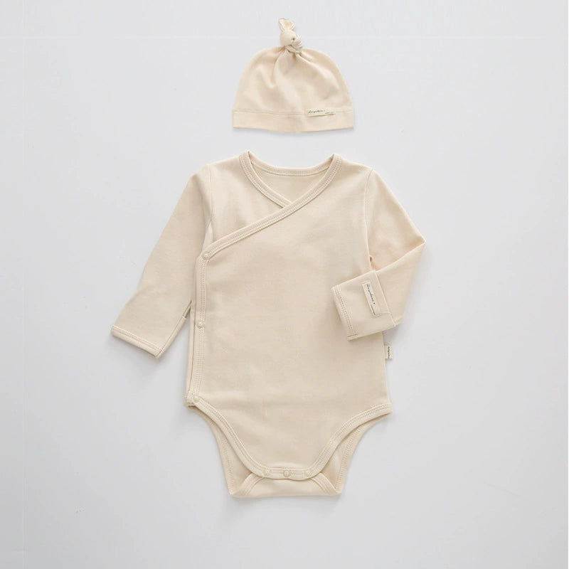 Autumn Arrival Baby Unisex Long Sleeves Cute Solid Color V Neck Onesies, MyKids-USA®, Baby One-Pieces, MyKids-USA - Size/Age - 66 (3-6M) - Color - Beige -  -  - TR2508162331-A