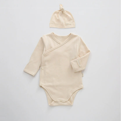 Autumn Arrival Baby Unisex Long Sleeves Cute Solid Color V Neck Onesies, MyKids-USA®, Baby One-Pieces, MyKids-USA - Size/Age - 66 (3-6M) - Color - Beige -  -  - TR2508162331-A