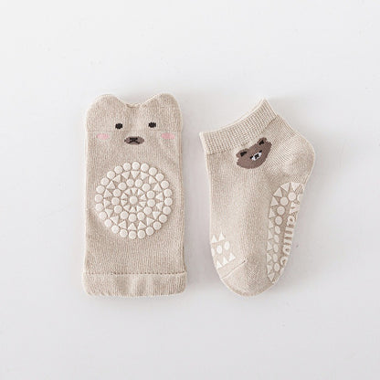 Spring and Autumn Baby Unisex Breathable Cartoon Pattern Anti-slip Socks and Knee Sleeves Sets, MyKids-USA®, Baby & Toddler Socks & Tights, MyKids-USA - Size/Age - S (0-1Y) - Color - Khaki -  -  - TR2509292254-D