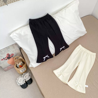 Autumn Arrival Modern Baby Kids Girls Butterfly-bow Decorated Flared Pants, MyKids-USA®, Trousers, MyKids-USA -  -  -  -  -  -  - 