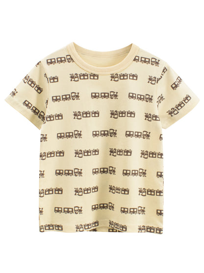 Summer Cartoon Trains Pattern T-shirt for Boys