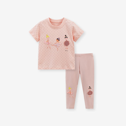 Girls Dancers Cartoon Collection T-Shirt And Pants Set, MyKids-USA®, Baby & Toddler Outfits, MyKids-USA - Size/Age - 90 (12-24M) - Color - Pink -  -  - TR2312302226-A