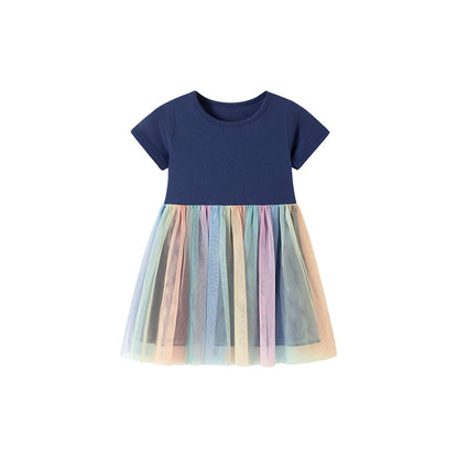 Summer Arrival Color Patchwork Short Sleeves Tulle Dress for Stylish Girls, MyKids-USA®, Baby & Toddler Dresses, MyKids-USA -  -  -  -  -  -  - .
