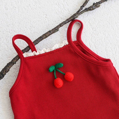 Summer Arrival Baby Girls Cute Red Sleeveless Cherry Decorated Onesies, MyKids-USA®, Baby One-Pieces, MyKids-USA -  -  -  -  -  -  - 