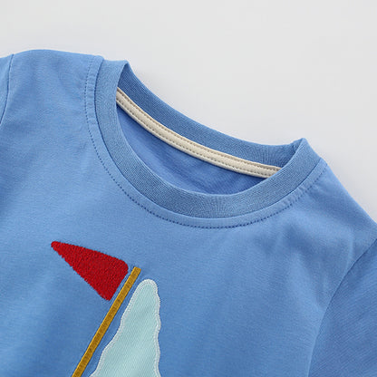 Summer Baby Kids Geometric Boat Pattern T-shirt and Shorts Clothing Set for Boys, MyKids-USA®, Baby & Toddler Outfits, MyKids-USA -  -  -  -  -  -  - 