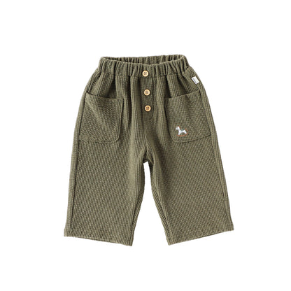 Casual Baby Kids Cartoon Embroidered Pattern Corduroy Pants, MyKids-USA®, Baby & Toddler Bottoms, MyKids-USA - Size/Age - 73 (6-9M) - Color - Green -  -  - TR2509242320-C