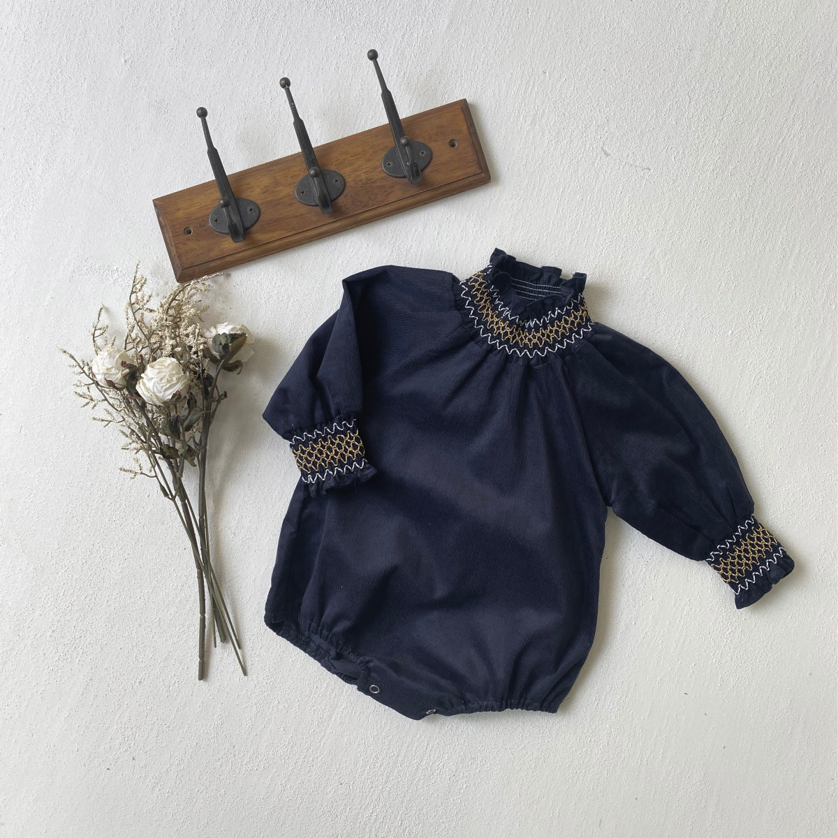 MyKids-USA® Autumn Arrival Embroidery Pattern Turtle Neck Baby Kids Girls Princess Long Sleeves Bodysuit