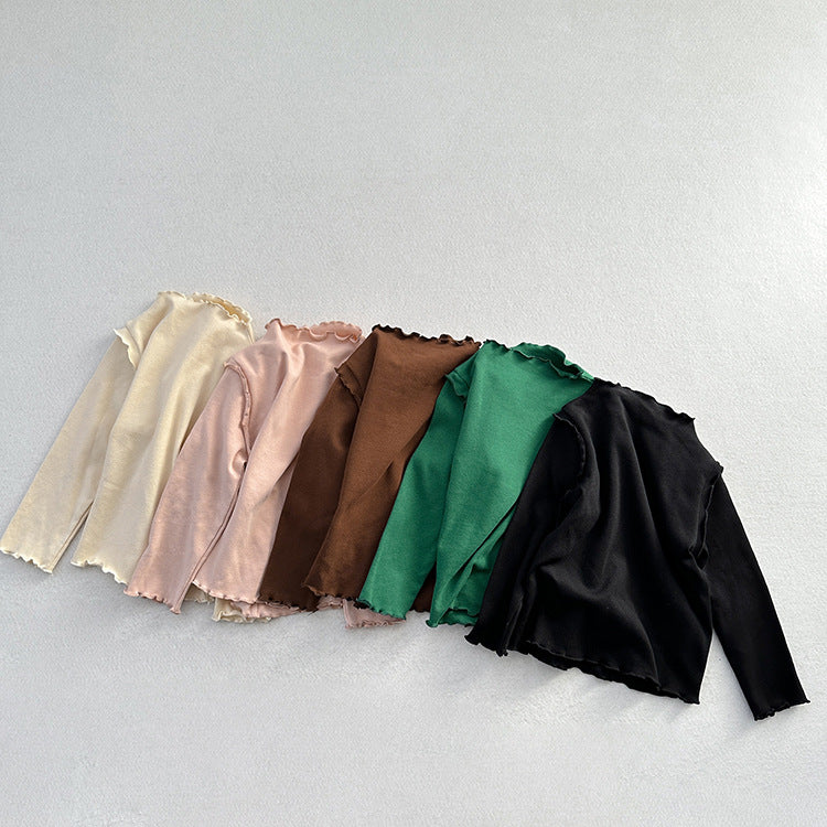 Girls Tops Spring And Autumn Style Children’s Solid Color Long-Sleeved T-Shirts For Girls With Ear-Shaped Inner Bottoming Shirts, MyKids-USA®, Baby & Toddler Tops, MyKids-USA -  -  -  -  -  -  - 