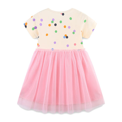 Summer Arrival Baby Girls Cute Colorful Dots Pattern Short Sleeves Tulle Patchwork Dress, MyKids-USA®, Baby & Toddler Dresses, MyKids-USA -  -  -  -  -  -  - 