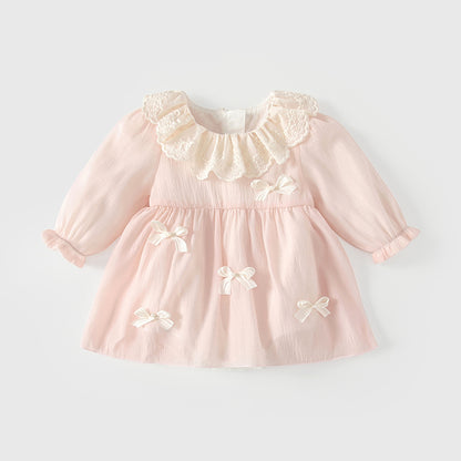 Arrival Spring Baby Girls Butterfly-bows Decorated Long Sleeves Bodysuit Dress, MyKids-USA®, Baby & Toddler Dresses, MyKids-USA - Size/Age - 66 (3-6M) - Color - Light Pink -  -  - TR2602252246-A.