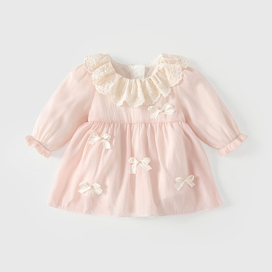 Arrival Spring Baby Girls Butterfly-bows Decorated Long Sleeves Bodysuit Dress, MyKids-USA®, Baby & Toddler Dresses, MyKids-USA - Size/Age - 66 (3-6M) - Color - Light Pink -  -  - TR2602252246-A.