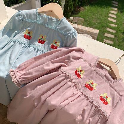 Autumn Arrival Baby Kids Girls Cherry Embroidered Pattern Long Sleeves Dress, MyKids-USA®, Baby & Toddler Dresses, MyKids-USA -  -  -  -  -  -  - 