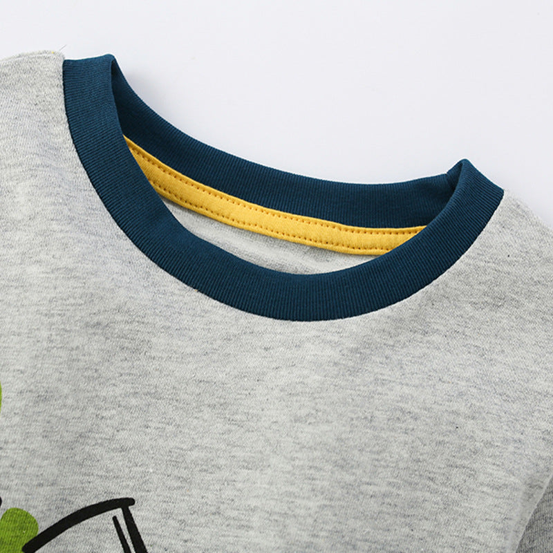 Autumn and Spring Arrival Excavators Cartoon Pattern Long Sleeves Top for Stylish Boys, MyKids-USA®, Shirts, MyKids-USA -  -  -  -  -  -  - 