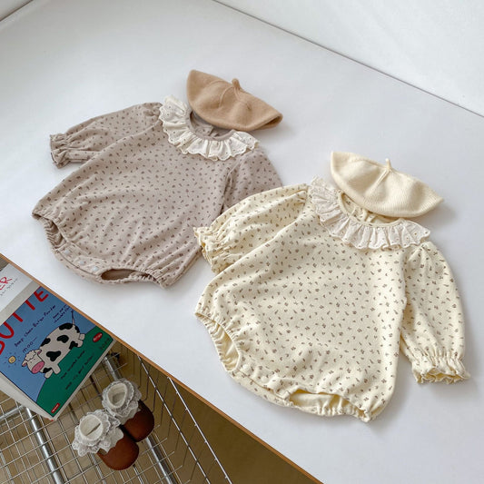 Arrival Baby Girls Long Sleeves Flowers Print Ruffle Collar Onesies, MyKids-USA®, Baby One-Pieces, MyKids-USA -  -  -  -  -  -  - 