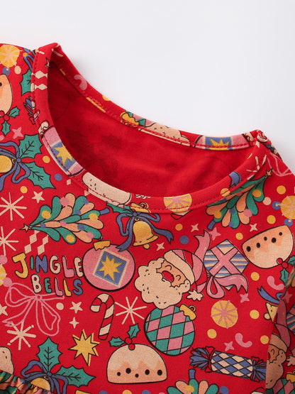 MyKids-USA® Autumn Arrival Baby Kids Girls Princess Christmas Pattern Long Sleeves Dress