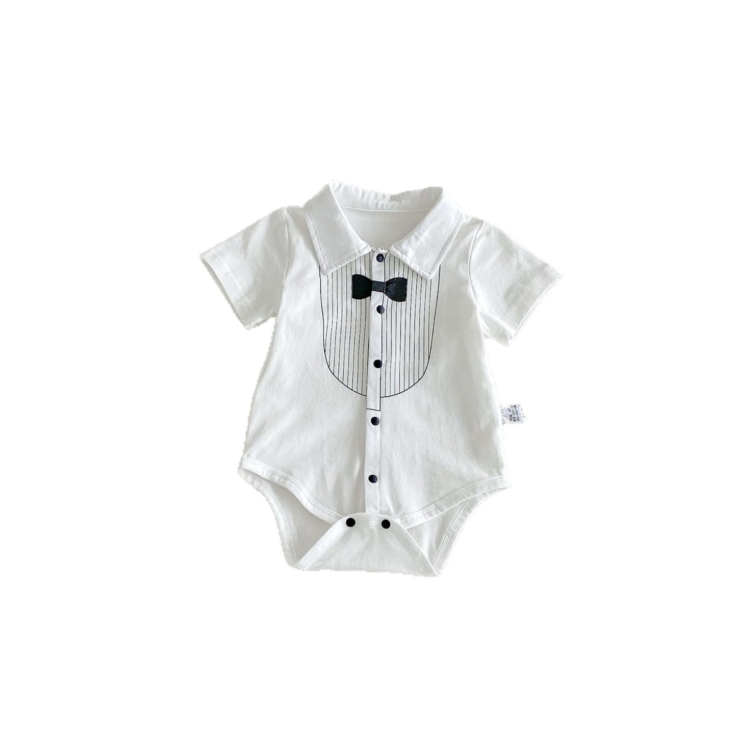 Summer Arrival Baby Boys Short Sleeves Turn-down Collar Striped Pattern Bodysuit, MyKids-USA®, Baby & Children's One-Pieces, MyKids-USA - Size/Age - 66 (3-6M) - Color - White -  -  - TR2606012335-A.