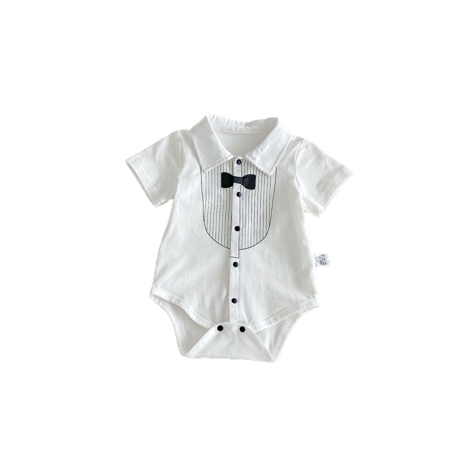Summer Arrival Baby Boys Short Sleeves Turn-down Collar Striped Pattern Bodysuit, MyKids-USA®, Baby & Children's One-Pieces, MyKids-USA - Size/Age - 66 (3-6M) - Color - White -  -  - TR2606012335-A.