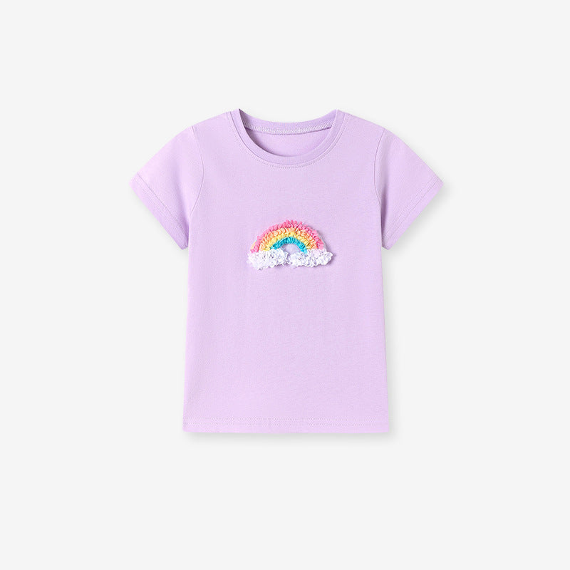 Kids’ Cartoon Pattern Short Sleeves T-shirt in European and American Style for Summer, MyKids-USA®, Baby & Toddler Tops, MyKids-USA - Size/Age - 90 (12-24M) - Color - Purple -  -  - TR2601112309-C.