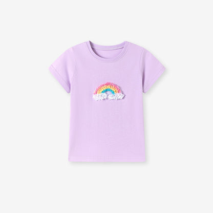 Kids’ Cartoon Pattern Short Sleeves T-shirt in European and American Style for Summer, MyKids-USA®, Baby & Toddler Tops, MyKids-USA - Size/Age - 90 (12-24M) - Color - Purple -  -  - TR2601112309-C.