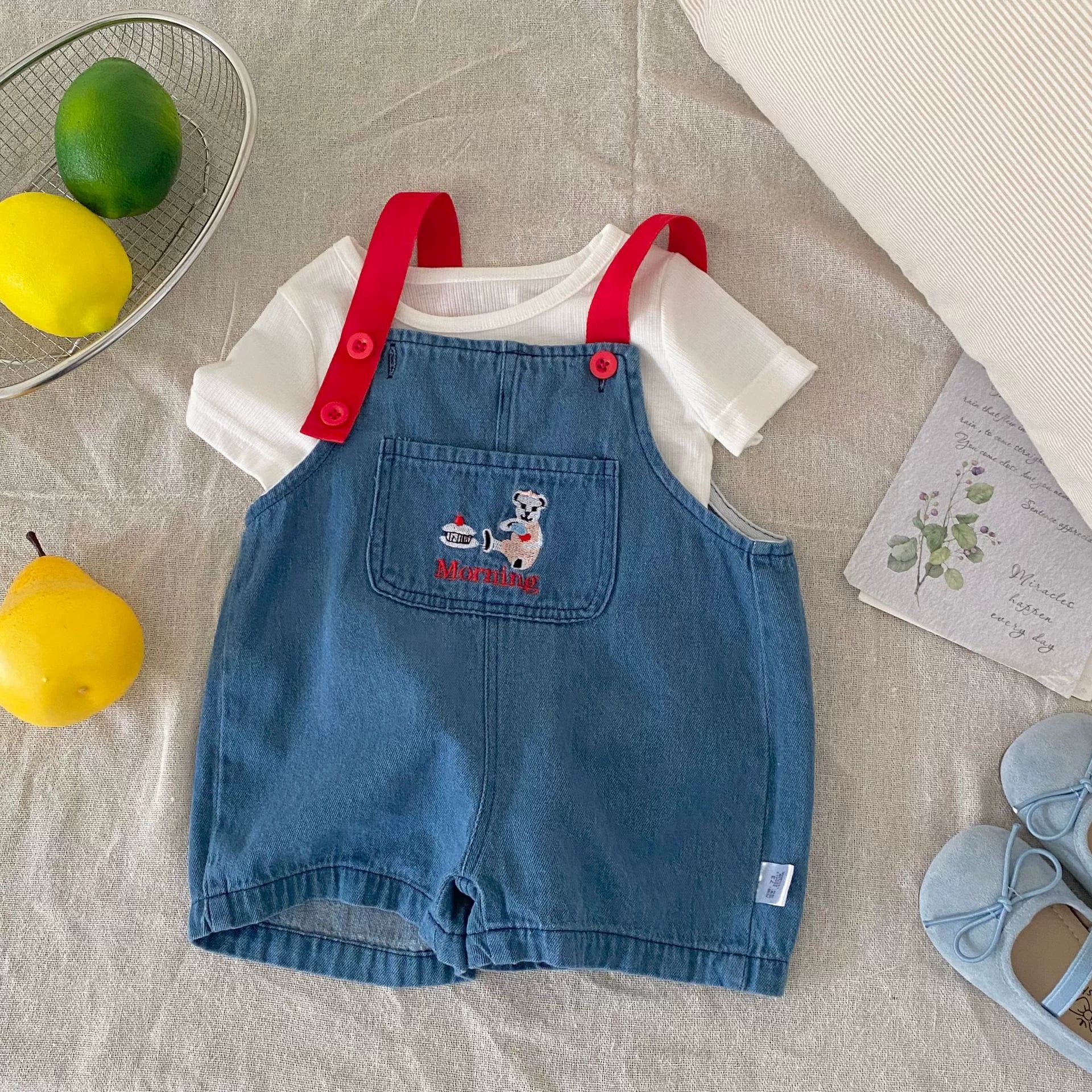 Summer Arrival Baby Unisex Cartoon Embroidered Sleeveless Denim Strap Overalls, MyKids-USA®, Baby & Toddler Outfits, MyKids-USA - Size/Age - 73 (6-9M) - Color - Blue -  -  - TR2506292003-A
