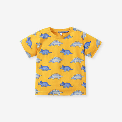 Boys’ Cartoon Print T-Shirt In European And American Style For Summer