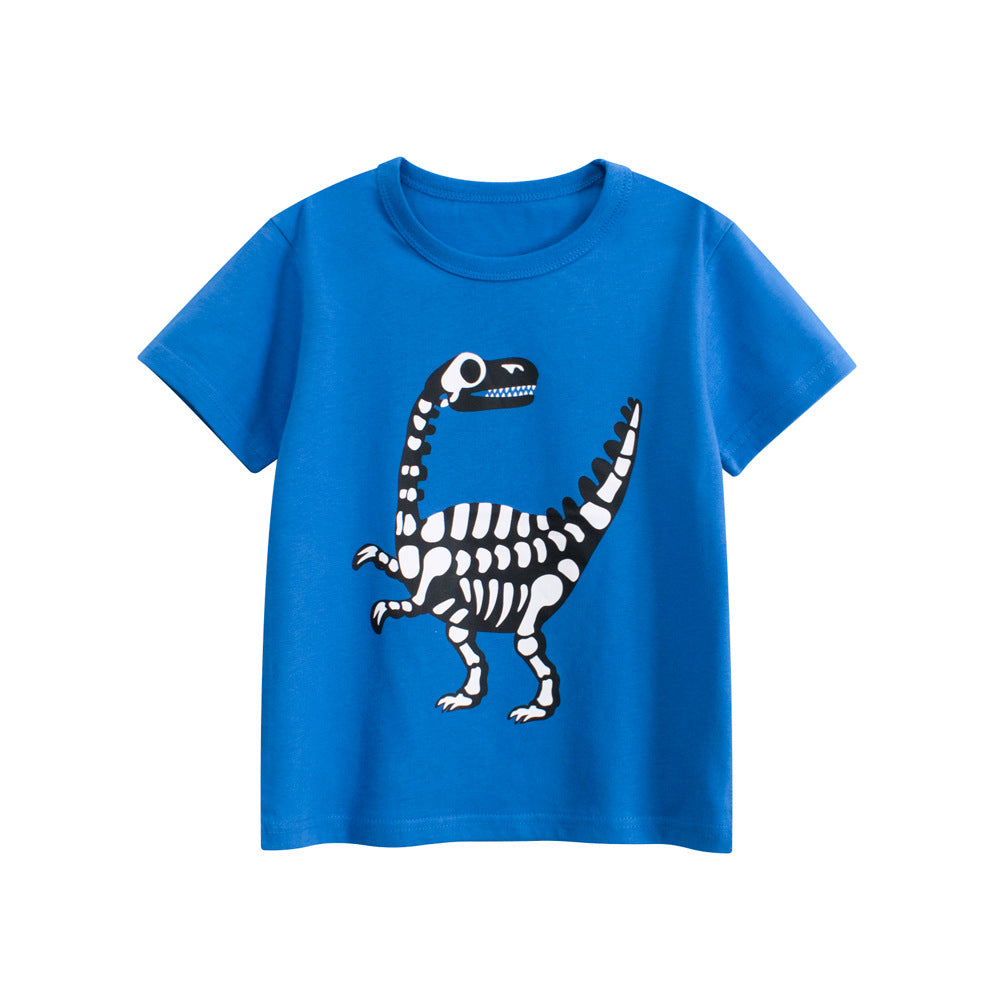 Summer Boys’ Animals Dinosaurs Cartoon Pattern T-shirt in European and American Style, MyKids-USA®, Baby & Toddler Tops, MyKids-USA - Size/Age - 90 (12-24M) - Color - Blue -  -  - TR2505181801-A