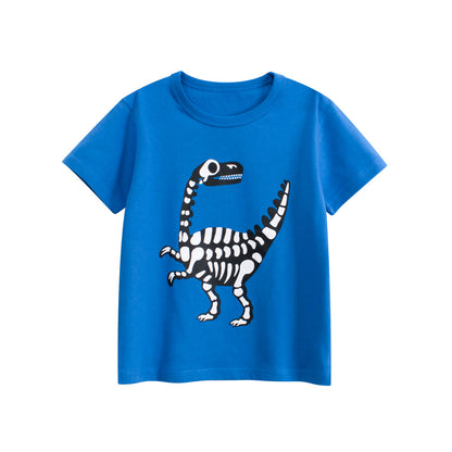 Summer Boys’ Animals Dinosaurs Cartoon Pattern T-shirt in European and American Style, MyKids-USA®, Baby & Toddler Tops, MyKids-USA - Size/Age - 90 (12-24M) - Color - Blue -  -  - TR2505181801-A