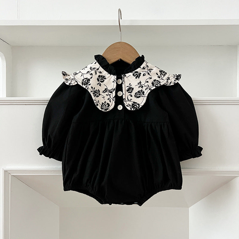 Spring Baby Kids Girls Vintage Floral Pattern Long Sleeves Onesies and Dress – Princess Sister Matching Set, MyKids-USA®, Baby & Toddler Outfits, MyKids-USA - Size/Age - 66 (3-6M) - Color - Black -  -  - TR2410151650-B