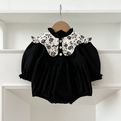 Spring Baby Kids Girls Vintage Floral Pattern Long Sleeves Onesies and Dress – Princess Sister Matching Set, MyKids-USA®, Baby & Toddler Outfits, MyKids-USA - Size/Age - 66 (3-6M) - Color - Black -  -  - TR2410151650-B