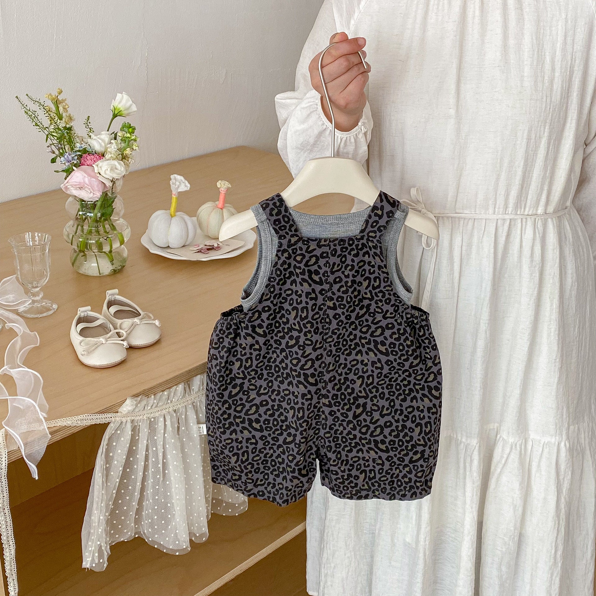 Summer Baby Kids Unisex Sleeveless Solid Color Vest and Leopard Pattern Overalls Clothing Set, MyKids-USA®, Baby & Toddler Outfits, MyKids-USA -  -  -  -  -  -  - .