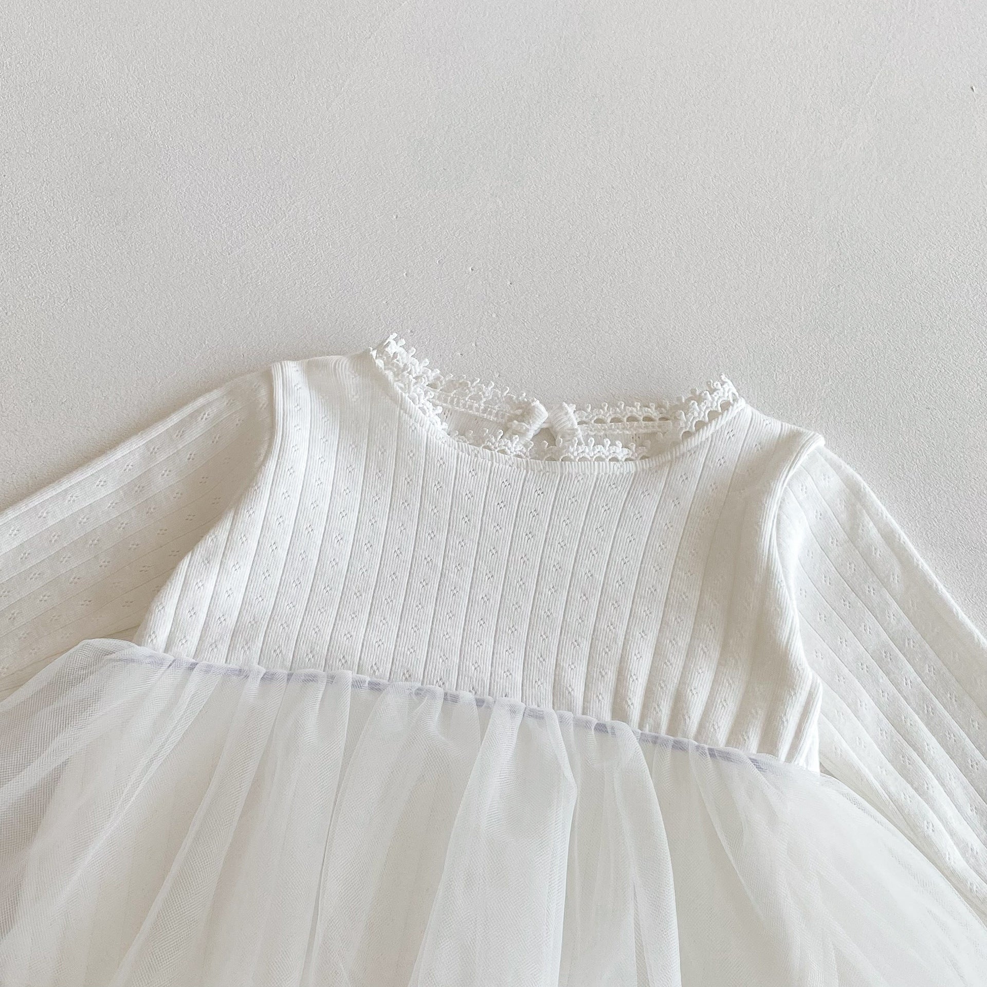 Autumn Arrival Baby Girls Long Sleeves Beige Onesies with Tulle Decoration, MyKids-USA®, Baby & Toddler Dresses, MyKids-USA -  -  -  -  -  -  - 